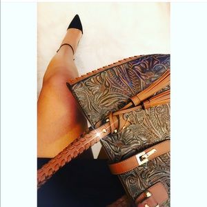 Black pointed toe heels